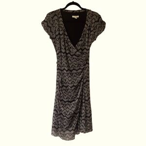 Weston Wear y2k faux wrap brown and cream colored pattern dress size large